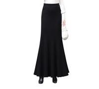 BiilyLi Femme Hiver Élégant Tricotée Longue Sirène Jupe Haute Taille Maxi Skirt Plissée Jupe Black XS(Taille élastique :62cm)