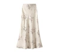 BiilyLi Jupe Longue Femme Haute Taille Léopard Maxi Jupe Élégant A-Line Midi Jupe Apricot M