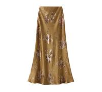 BiilyLi Jupe Longue Femme Haute Taille Léopard Maxi Jupe Élégant A-Line Midi Jupe Gold S