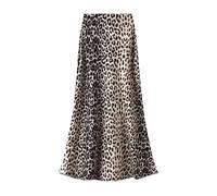 BiilyLi Jupe Longue Femme Haute Taille Léopard Maxi Jupe Élégant A-Line Midi Jupe Khaki M