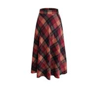 BiilyLi Jupe Longue Femme Hiver Élégant Carreaux Haute Taille Maxi Jupe en Laine A-Line Taille élastique Skirt Rouge -XXL