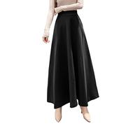 BiilyLi Jupe Longue Femme Hiver Élégant Carreaux Haute Taille Maxi Jupe en Laine A-Line Taille élastique Skirt 1955 Noir -L