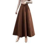 BiilyLi Jupe Longue Femme Hiver Élégant Carreaux Haute Taille Maxi Jupe en Laine A-Line Taille élastique Skirt 1955 Marron -XL