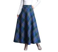 BiilyLi Jupe Longue Femme Hiver Élégant Haute Taille Laine A-Ligne Taille élastique Jupe Plissée Maxi Skirt Bleu S