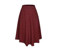 BiilyLi Jupe Longue Femme Hiver Élégant Haute Taille Laine A-Ligne Taille élastique Jupe Plissée Maxi Skirt 8070 Rouge vin 3XL