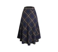 BiilyLi Jupe Longue Femme Hiver Élégant Haute Taille Laine A-Ligne Taille élastique Jupe Plissée Maxi Skirt 8071 Dark Bleu XXL