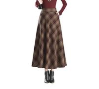 BiilyLi Jupe Longue Femme Hiver Élégant Haute Taille Laine A-Ligne Taille élastique Jupe Plissée Maxi Skirt 8075 Kaki XL