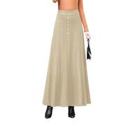 BiilyLi Jupe Longue Femme Hiver Élégant Haute Taille Tricotée Maxi Skirt A-Ligne Taille élastique Plissée Jupe S