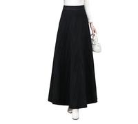 BiilyLi Jupe Longue Femme Hiver Élégant Haute Taille Tricotée Maxi Skirt A-Ligne Taille élastique Plissée Jupe M