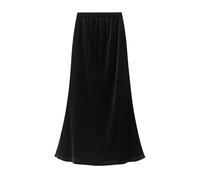 BiilyLi Jupe Longue Femme Hiver Élégant Velours Chaud Haute Taille Maxi Jupe Mode A-Line Midi Jupe Plissée Black L