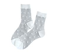 BIISDOST Bas pour femme Printemps et été Tubes Bas à pois transparents et confortables Chaussettes translucides, Blanc., taille unique