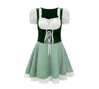 BIISDOST Costume Dirndl pour femme, pour la bière allemande, le carnaval, robe adulte, costume de scène nationale, vêtement médiéval, robe vintage, costume de mercredi, vert, S