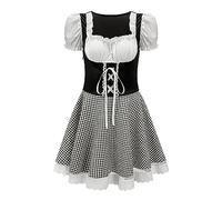 BIISDOST Costume Dirndl pour femme, pour la bière allemande, le carnaval, robe adulte, costume de scène nationale, vêtement médiéval, robe vintage, costume de mercredi, Noir , M