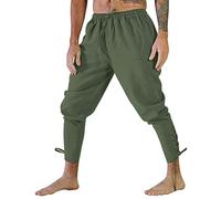 BIISDOST Pantalon médiéval pour homme - Pantalon long en lin gothique steampunk - Pantalon victorien - Halloween - Carnaval - Cosplay - Coton - Rétro - Cheville - Pantalon de loisirs - Lace-Up, vert,