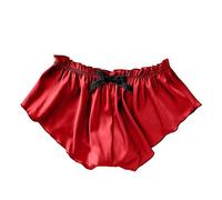 BIISDOST Satin de soie Sexy Fleurs Dentelle Florale Nuit Pyjama Sous-vêtements Femmes Shorts, Sans Couture Respirant Panties String Tanga Doux Seamless, Bas de bikini Femme, Culotte érotique Culotte