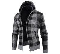 BIISDOST Veste en tricot à capuche pour homme - Veste de transition tendance - Style hipop classique - Veste de sport chaude en polaire - Manteau thermique d'extérieur - M-3XL, gris, 3XL