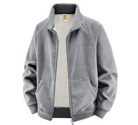 BIISDOST Veste polaire Teddy pour homme - En cuir synthétique - Veste de mi-saison - Classique - Veste de travail - Veste bomber - Pour l'extérieur - Coupe ajustée - Taille M à 5XL, gris, 3XL