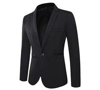 BIISDOST Vestes pour homme - Couleur unie - Coupe droite - Manches longues - Blazer décontracté - Veste de costume classique - Veste de costume d'affaires pour homme, Noir , M