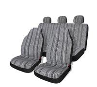 BIISVM Ensembles Housses Siège Housses Siège Voiture À Rayures, Ensemble Complet avec Coussinets Ceinture, Housse Volant Universelle Lavable pour Voitures(Black White)