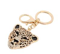 Biitfuu Bling Porte-clés Charme Strass Cristal Porte-clés Léopard Tête Sac Pendentif Bourse Sac Boucle(Or)