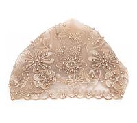 Biitfuu Bonnet en Dentelle Bonnet Musulman Turban en Dentelle avec Fleur de Perle pour Femme Fille Culte Diverses Activités(Champagne)