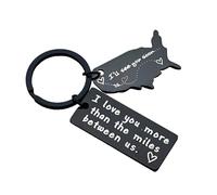 BIIVSOV Cadeau de relation longue distance, porte-clés pour couple « I Love You More Than The Miles » (#B-Noir)