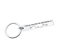 BIIVSOV Cadeau de relation longue distance, porte-clés pour couple « I Love You More Than The Miles » - Cadeau pour elle et lui (#A-Argent)