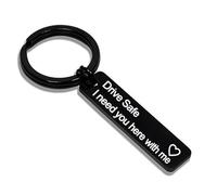 BIIVSOV Drive Safe Porte-clés « Drive Safe I Need You Here With Me » - Cadeau d'anniversaire, de Saint-Valentin pour petit ami, mari, noir, Small