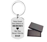 BIIVSOV Porte-clés pour papa de la part de sa fille, de son fils, d'un héros pour un anniversaire, Noël, Thanksgiving, pour papa, beau-père, Cercle argenté, Small