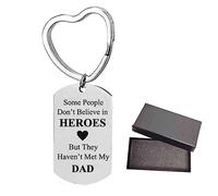 BIIVSOV Porte-clés pour papa de la part de sa fille, de son fils, d'un héros pour un anniversaire, Noël, Thanksgiving, pour papa, beau-père, Argent-love, Small