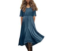 biJerou Robe de soirée élégante pour femme - Bleu - Robe de soirée courte noire - Robe de fête pour femme - Robe longue en tricot - Robe d'hiver - XXL - Robe de bal courte en velours rouge, bleu, XXL