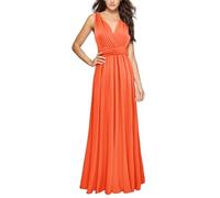 biJerou Robe élégante convertible multidirectionnelle pour demoiselle d'honneur - Robe d'invité de mariage pour femme - S XL, Orange, S