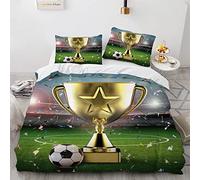 BIJOOT Foot Football Housse Couette 140X200 Microfibre Douce Housses De Couettes Impression 3D Parure Lit 1 Personne Fille 140 X 200 Cm avec 2 Taies d'oreiller 65X65Cm