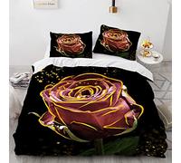 BIJOOT House De Couette 240 260 avec 2 Taies d'oreiller 65X65Cm Microfibre Douce Housse De Couette 2 Personnes Fille avec des Roses Rouges 240X260 Cm Parure De Lit Adulte Impression 3D