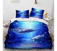 BIJOOT Housse De Couette 140X200 Enfant avec 2 Taies d'oreiller 65X65Cm Microfibre Douce Housse De Couette Garcon Dauphin 140 X 200 Cm Parure Lit Enfant Impression 3D