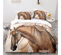 BIJOOT Housse De Couette Enfant 140X200 avec 2 Taies d'oreiller 65X65Cm Microfibre Douce Housse Couette Enfant Dessin De Cheval 140 X 200 Cm Parure De Lit Garcon Impression 3D