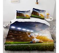 BIJOOT Microfibre Douce Parure De Lit 1 Personne Fille Foot Football Housse De Couette 200X140 140X200 Cm Housse De Couette Une Personne avec 2 Taies d'oreiller 65X65Cm Impression 3D