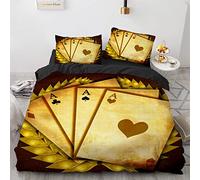 BIJOOT Microfibre Douce Parures De Lit Poker Housse De Couette 220X240 220X240 Cm Housse De Couette Zippée avec 2 Taies d'oreiller 65X65Cm Impression 3D