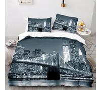 BIJOOT New York Parure De Lit 140X200 Enfant Fille Microfibre Douce Housse De Couette 1Personne Impression 3D Parure De Lit Une Personne 140 X 200 Cm avec 2 Taies d'oreiller 65X65Cm