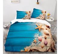 BIJOOT Parure De Lit 1 Personne 140X200 Cm avec 2 Taies d'oreiller 65X65Cm Ocean Mer Housse De Couette 140X200 Enfant Garçon Microfibre Douce Housse De Couette Ado Garcon Impression 3D