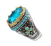 Bijou adapté tous styles Bague homme Vintage et gemme bague bicolore rétro mode hommes et femmes personnalité bijoux bague (C, One Size)