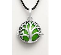 Bijou Bola de Grossesse Arbre de Vie - Pendentif Plaqué argent avec Carillon- Cordon Cuir 140 cm -Cadeau Future Maman (Vert)