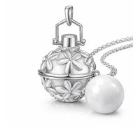 Bijou Bola de Grossesse "Marguerite"- Symbole de la Maternité et de l'accouchement - Chaîne Totalement Ajustable 140 cm Non Ternissable- Cadeau Future Maman - Carillon Blanc