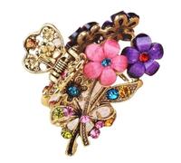 Bijou Cheveux 2 griffes à cheveux vintage en forme de fleur cristal | Pince à queue de cheval Simple et élégante, accessoires de coiffure for femmes(NO.6)