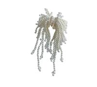 Bijou Cheveux Mariage 4pc Imitation Pearl Tassel Small Grip Clip Handmade Crystal Trendy Water Drop Women Hair Jewelry(White)