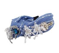 Bijou complet pour femme - Large anneau à paillettes pour strass - Chaîne bandana - Motif floral - Nœud torsadé - Coiffe vintage