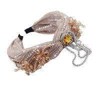 Bijou complet pour femme - Large anneau à paillettes pour strass - Chaîne bandana - Motif floral - Nœud torsadé - Coiffe vintage