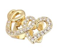 Bijou de bouche en cuivre léger 2 g avec double cœur en oxyde de zirconium, One Size, Comme décrit, Comme décrit.