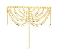 Bijou de cheveux multi-couches avec petits pompons circulaires pour minorités ethniques arabes en métal - Accessoire pour usage quotidien - Chaîne de cheveux arabe
