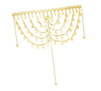 Bijou de cheveux multi-couches avec petits pompons circulaires pour minorités ethniques arabes en métal - Accessoire pour usage quotidien - Chaîne de cheveux arabe